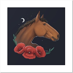 Horse & Poppies Posters and Art